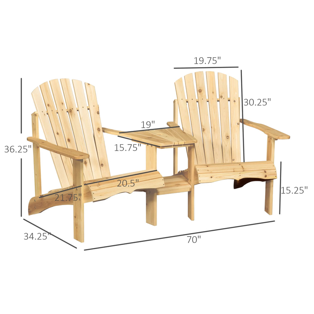 Wood Adirondack Bench with Center Table E75964