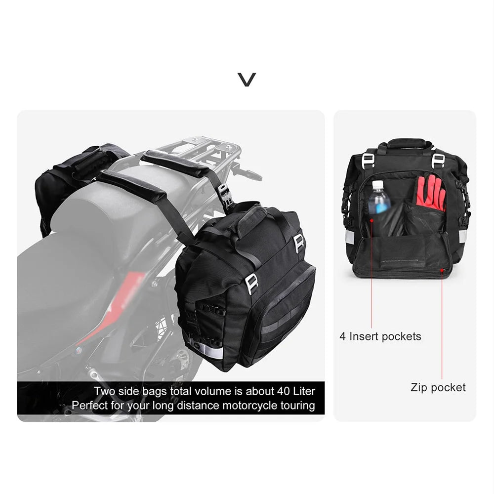 20L Polyester Motorcycle Side Saddle Bag with Removable Waterproof Inner Bag N218571
