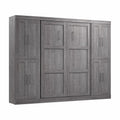 Bark Gray Full Murphy Bed with Storage Cabinets X7354