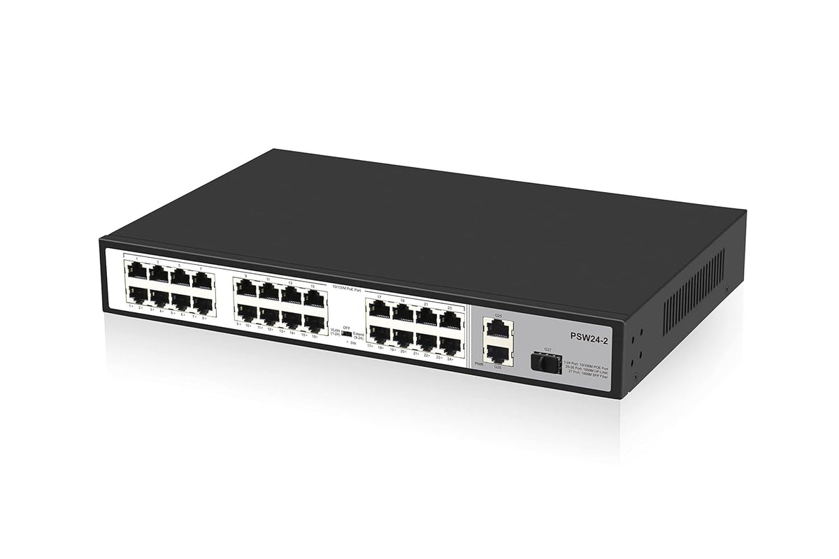 24 Port 10/100Mbps PoE Switch Unmanaged with 2 Gigabit Uplink Ports T898603