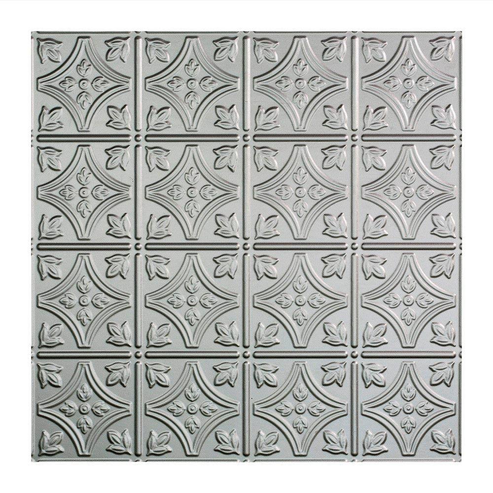 Argent Silver Decorative Vinyl Ceiling Tile 2ft x 2ft 5 Pack P100