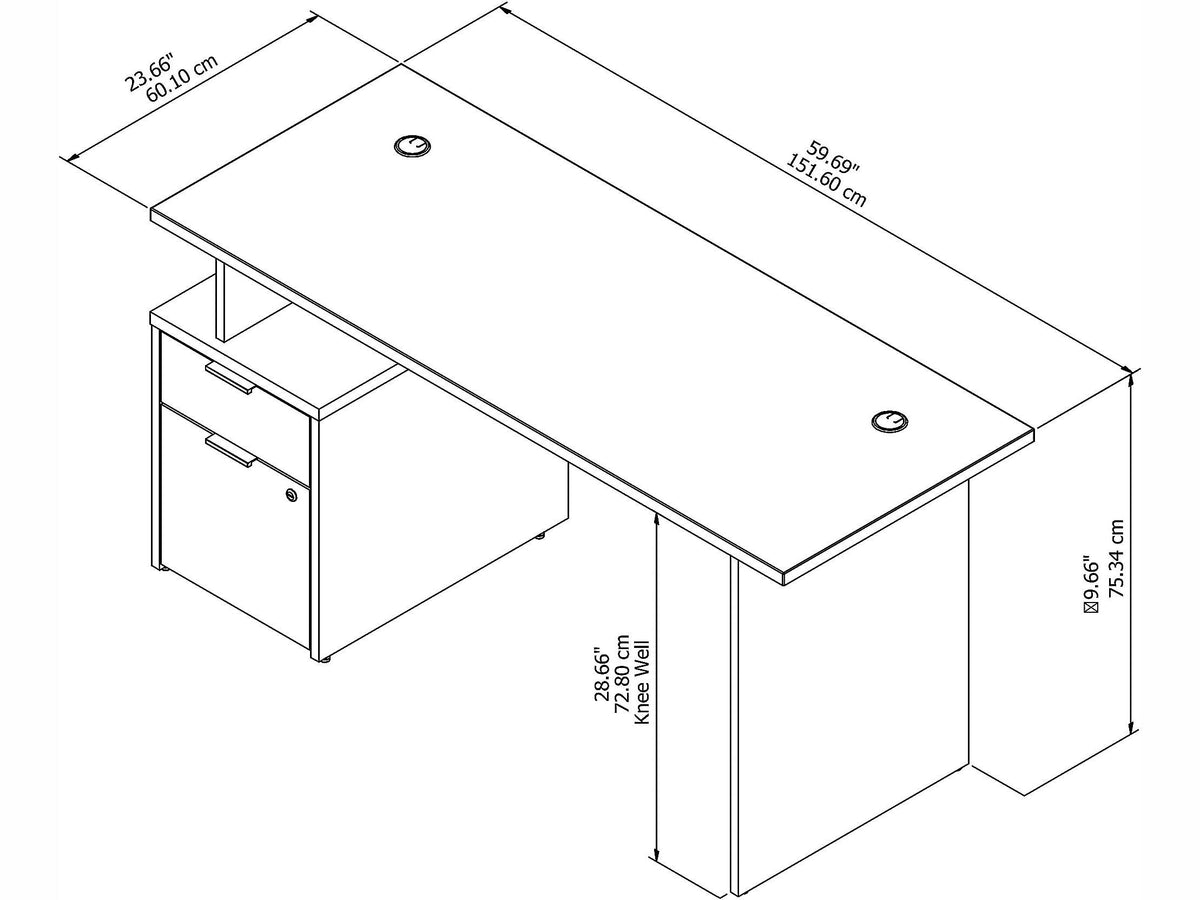 60W Desk with 2 Drawers J6654