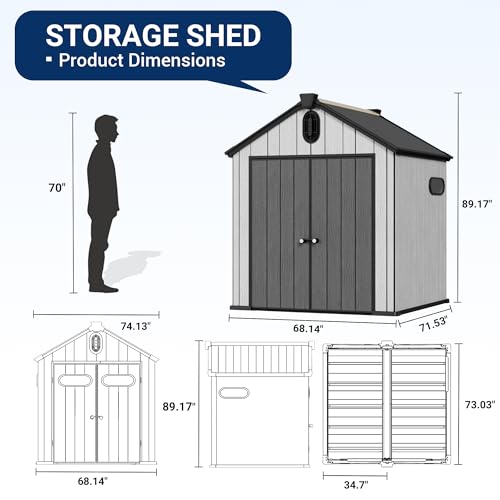 6x6 FT Outdoor Resin Storage Shed with Floor Y43565