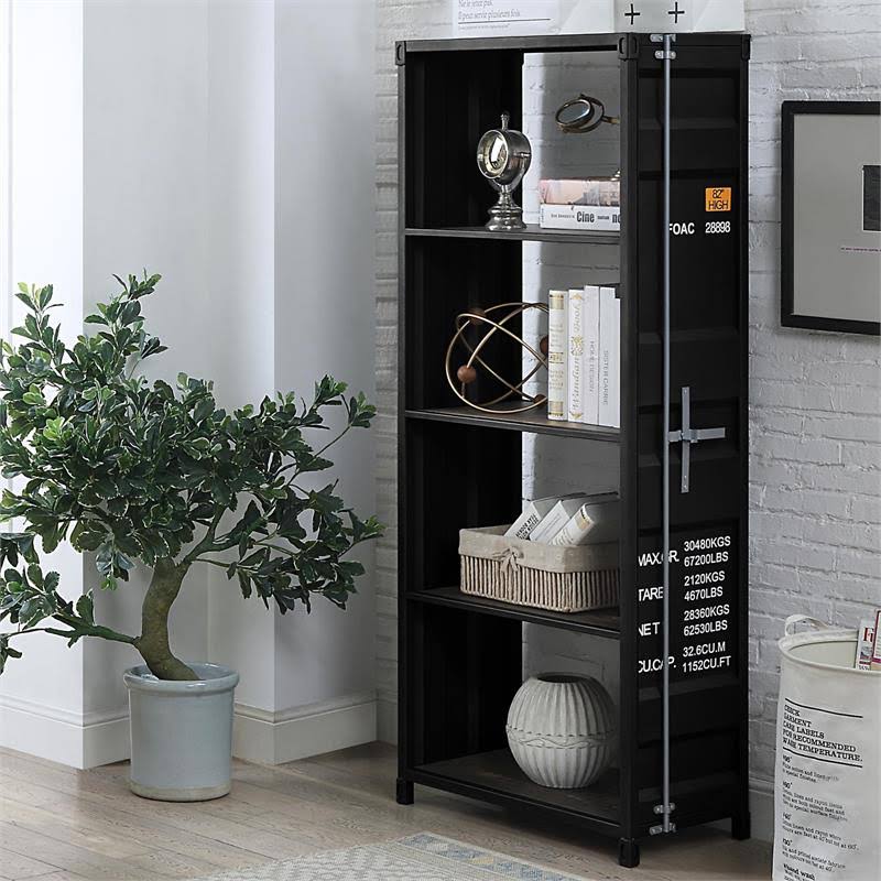 Sand Black Metal 4-Shelf Bookcase C355