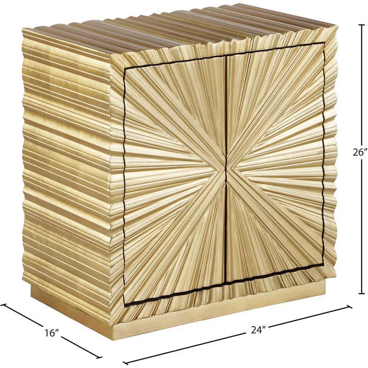 Contemporary Wood Side Table in Gold Leaf Finish O60178