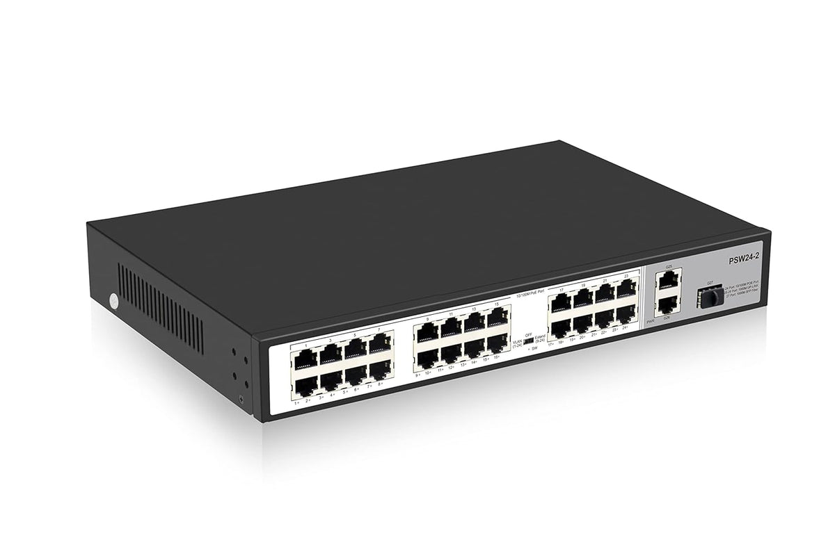24 Port 10/100Mbps PoE Switch Unmanaged with 2 Gigabit Uplink Ports T898603