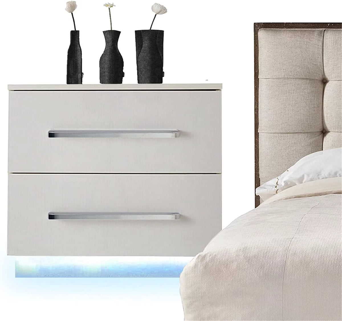 55x37x50cm 2 Drawer High Gloss Nightstand L3894