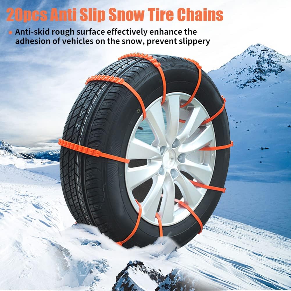 20pcs Nylon Anti-Skid Snow Tire Chains with Gloves N3314
