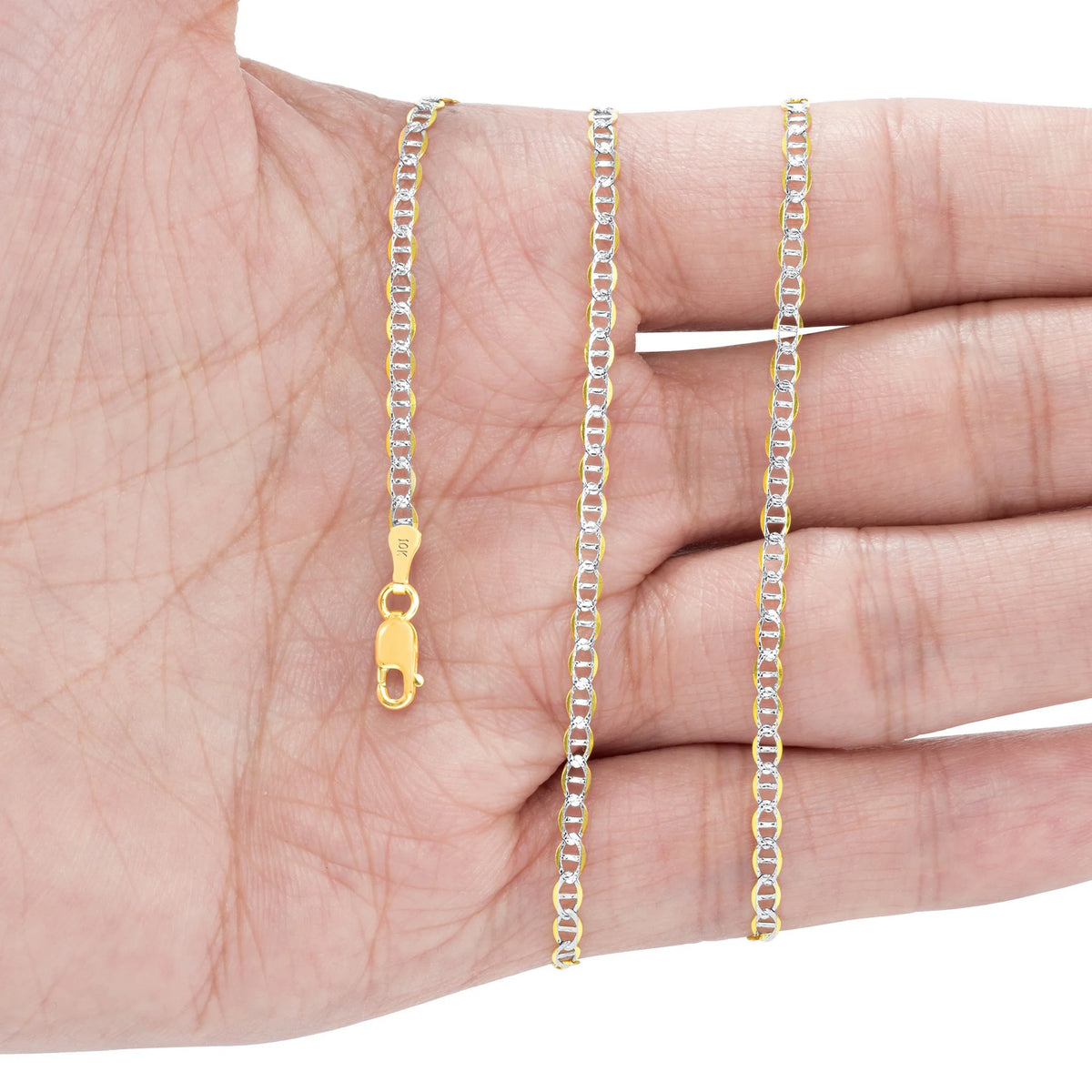 10k Yellow Gold 2.5mm Solid Mariner Anchor Link Chain Necklace 16" - 26" X6142