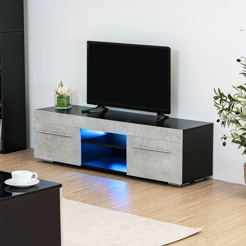 White High Gloss TV Stand with LED Lights I925