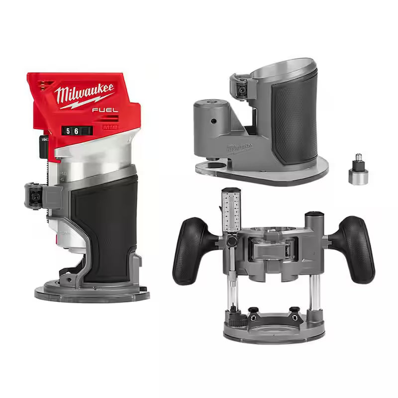 18V Lithium-Ion Brushless Cordless Compact Router with Offset Base & Plunge Base E761
