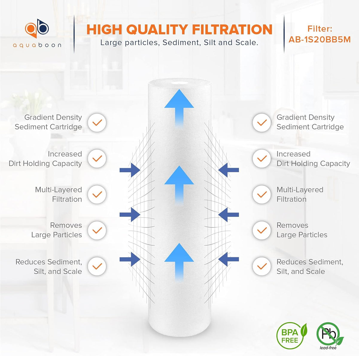 5 Micron 20 Sediment Water Filter Replacement Cartridge, 10 Pack Y227