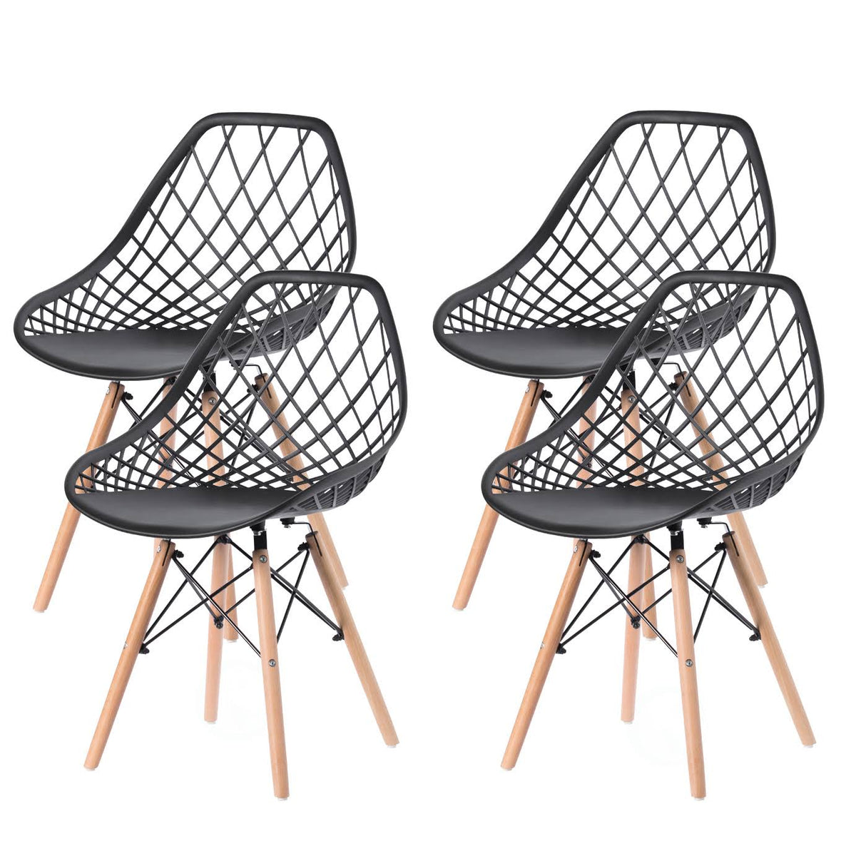 Black Set of 4 Plastic Dining Chair V169