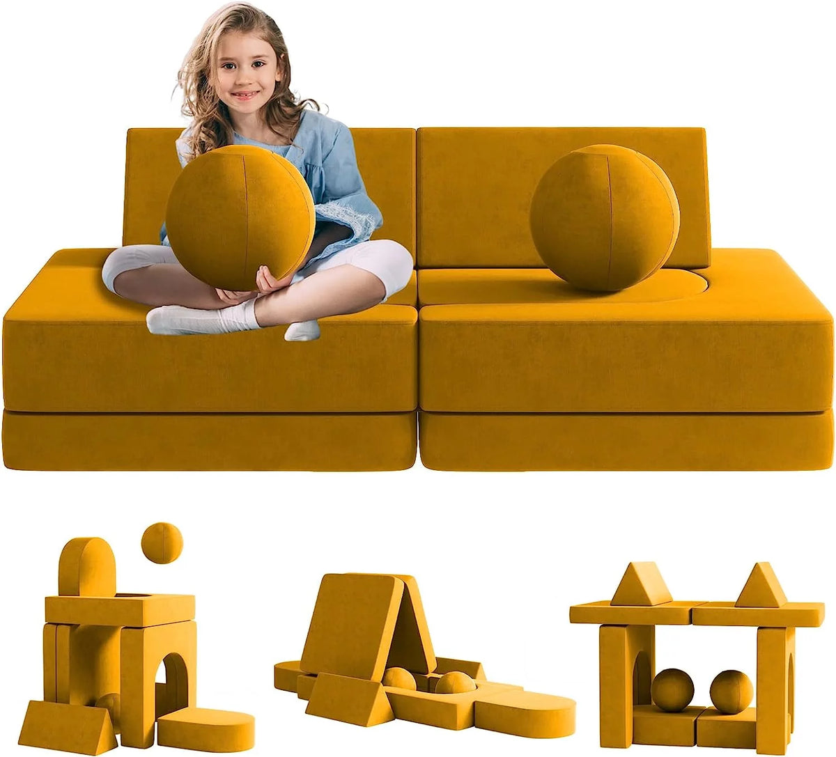 10Pcs Yellow Kids Sofa S7590
