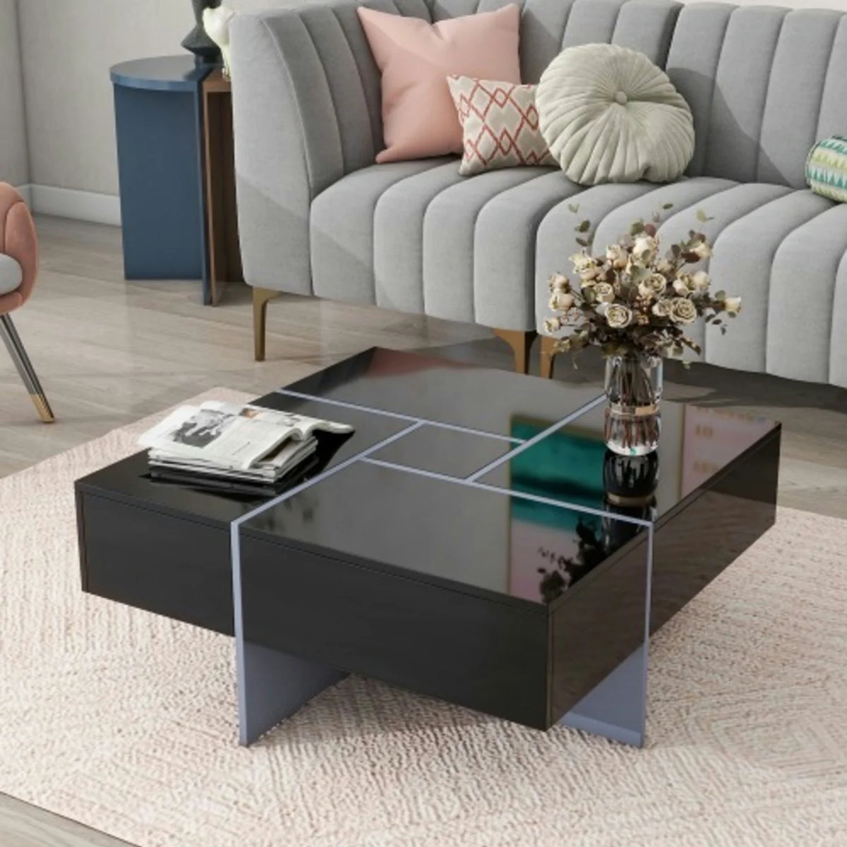 Coffee Table with 4 Hidden Storage Compartments Q68447
