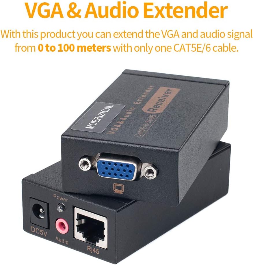 VGA Cat5e Cat6 Extender 300ft Video Repeater Over Ethernet Cable U57173