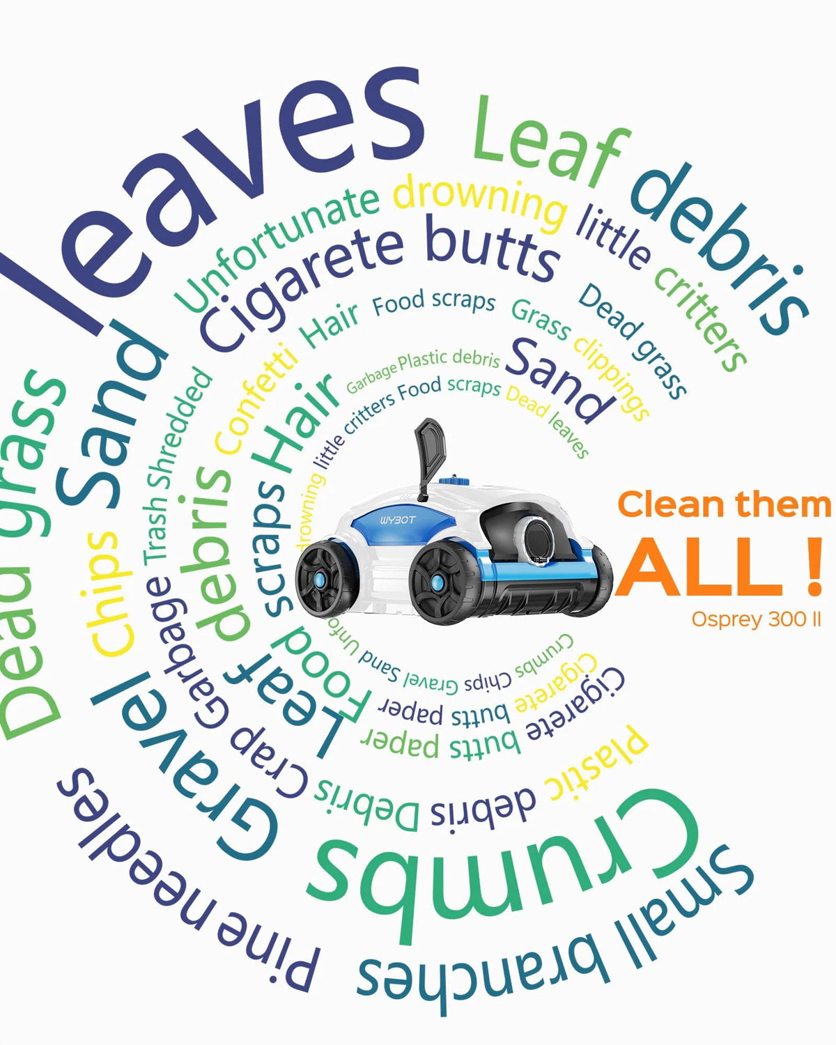Cordless Robotic Pool Cleaner 45W 130Mins Black and Blue T969