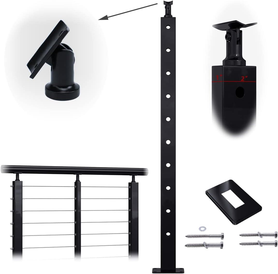 36x1x2 Stainless Steel Black Un-drilled Post K81159