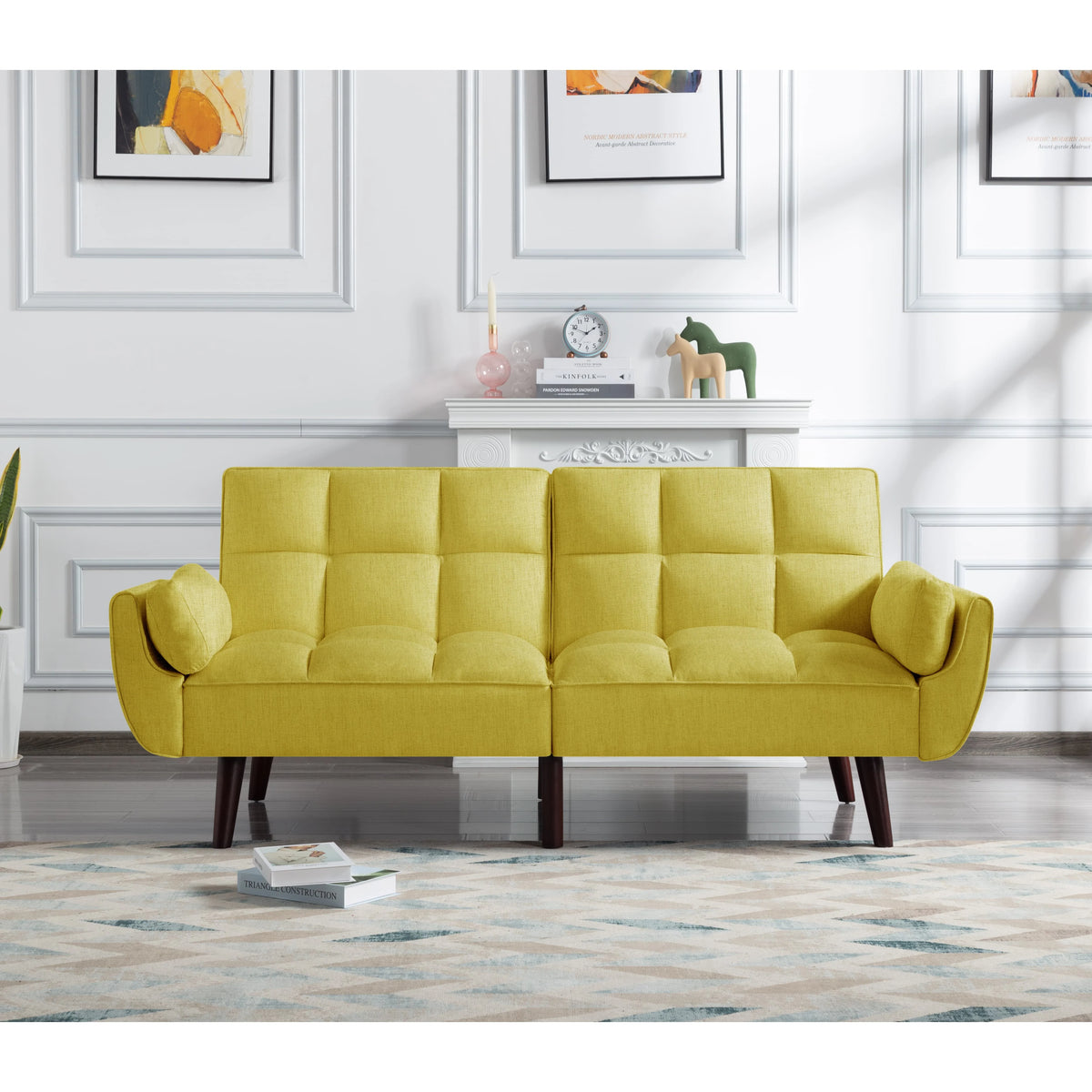 74.4 inch Foam Futon Sofa Bed with 2 Pillows N85126