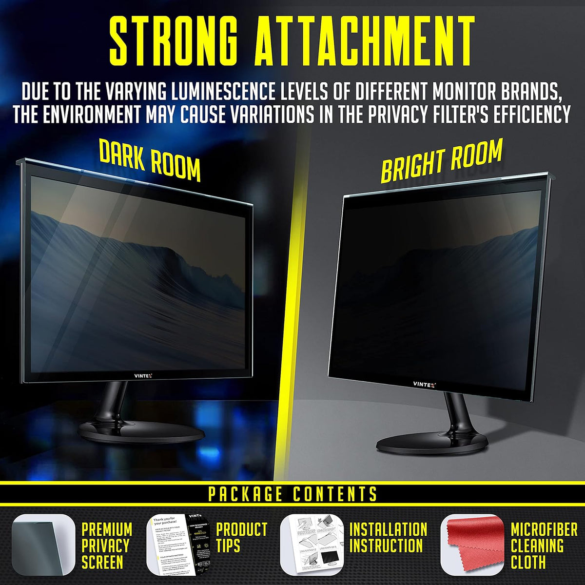 Computer Privacy Screen Filter for Widescreen Computer Monitors, 17.3" x 11.4", Pack of 2 E151