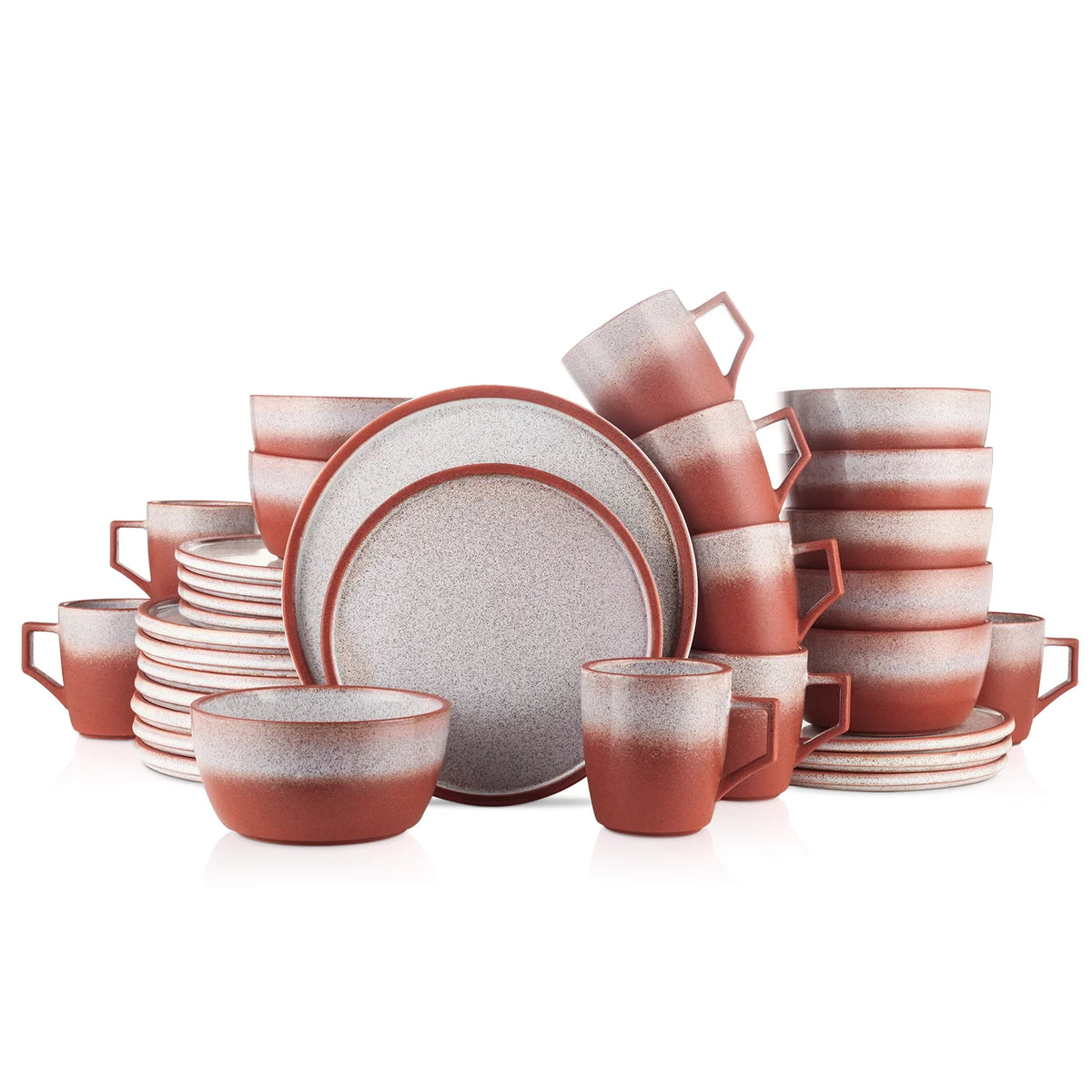 32-Piece Red Stoneware Dinnerware Set X57164