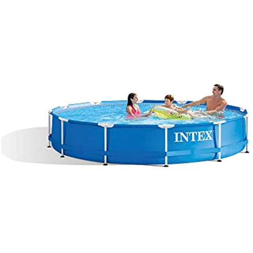 12 Ft x 30 Inches Metal Frame Above Ground Swimming Pool with Filter & Cover R7346