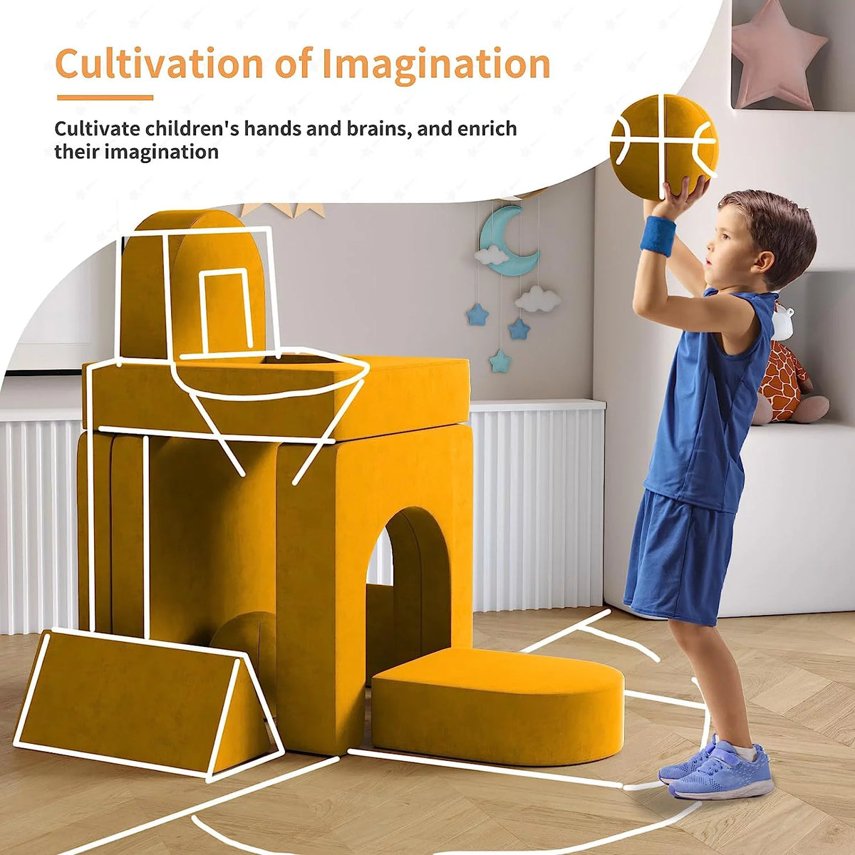 10Pcs Yellow Kids Sofa S7590