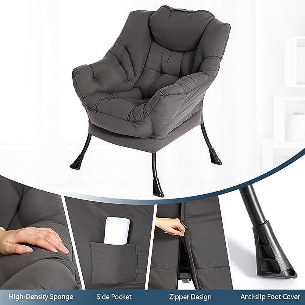 Gray Fabric High Back Lounge Chair with Armrests and Side Pocket S414