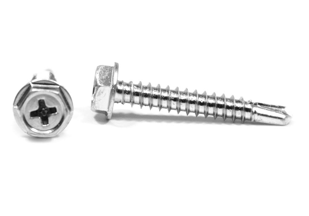 #8-18 x 1 1/2 Self Drilling Screw Phillips Hex Washer Head Low Carbon Steel Zinc Plated T790791