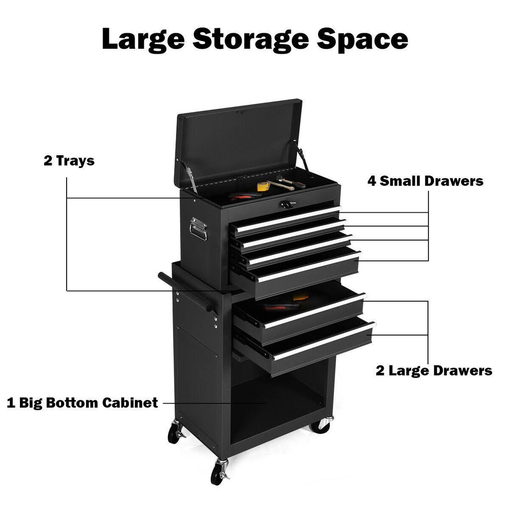 Black Rolling Storage Cabinet Toolbox N5065