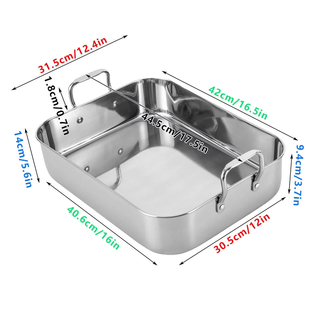 Stainless Steel Roasting Pan with Nonstick Rack 16.5" x 12" X8802