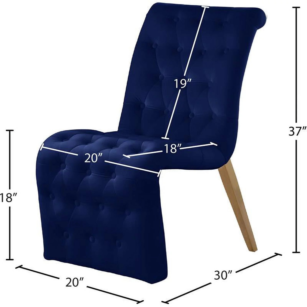 18" Contemporary Velvet Dining Chair Set of 2 U14055