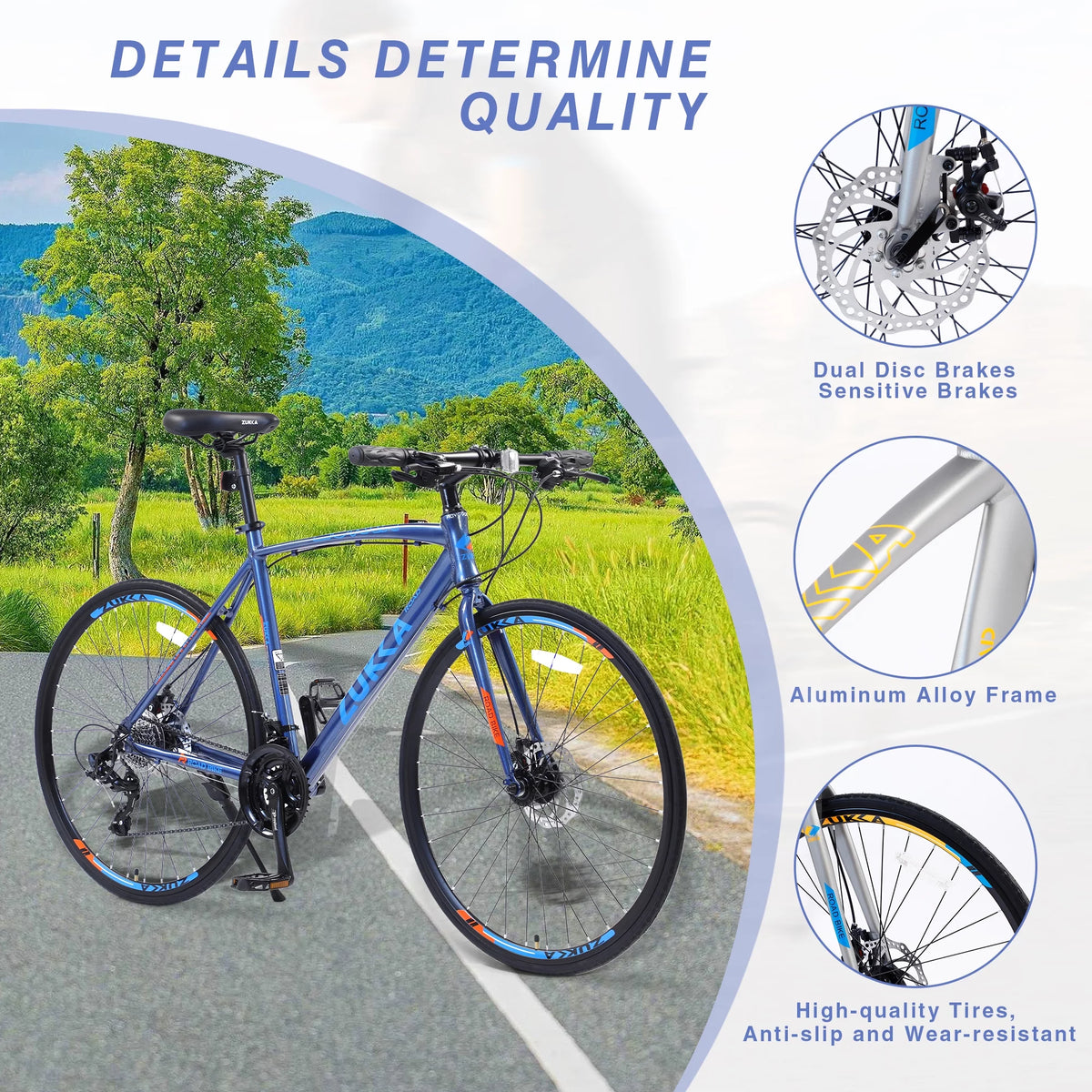 Blue 24 Speed 700C Hybrid Bike A70487