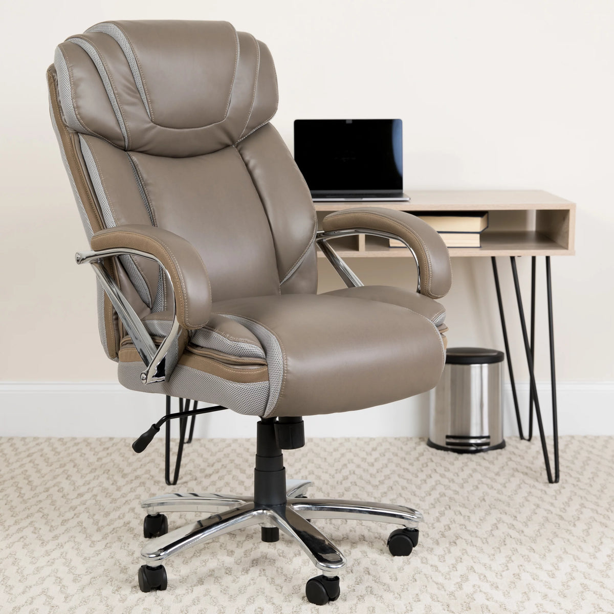 Taupe Ergonomic Office Chair with Extra Wide Seat O89097