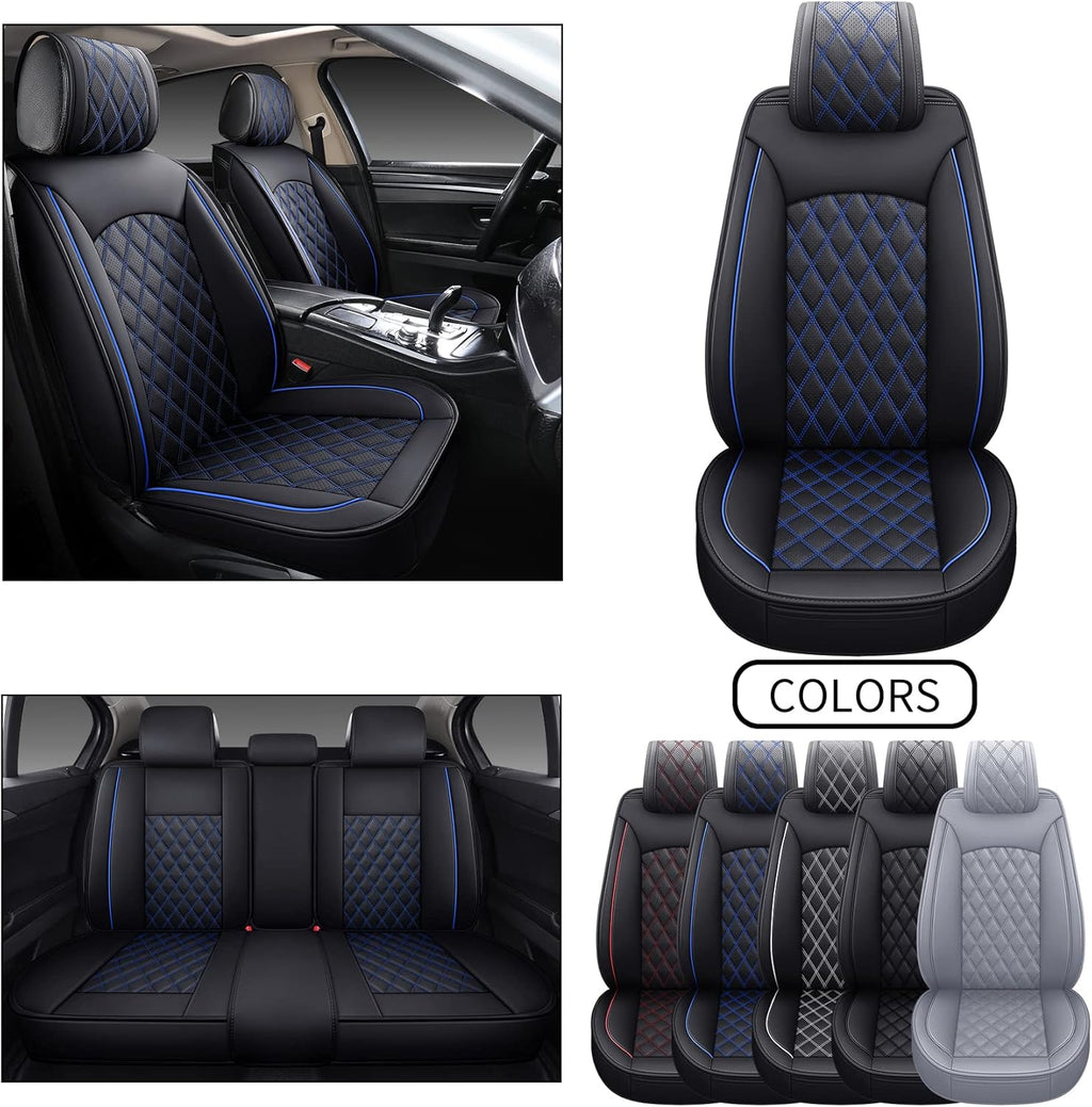 Black Faux Leather Full Set Seat Covers P8688