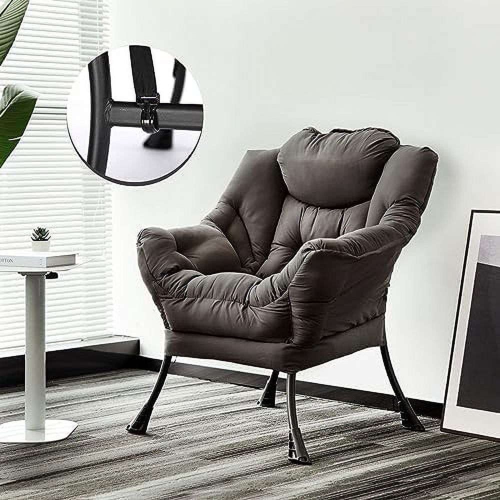 Gray Fabric High Back Lounge Chair with Armrests and Side Pocket S414