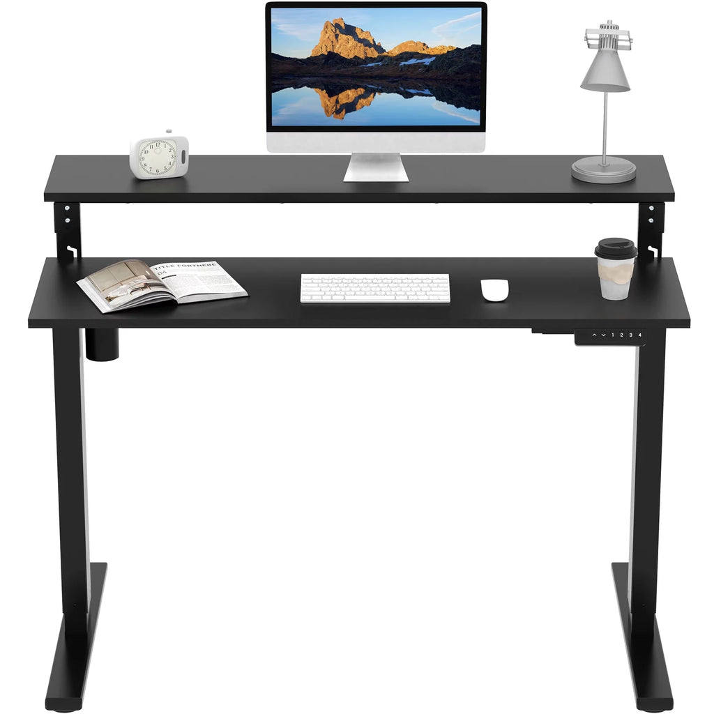 48"x24" Black 2-Tier Height Adjustable Standing Desk I935165