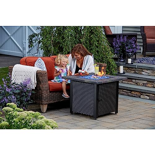 30-Inch Square 30,000 BTU Propane Outdoor Fire Pit Table with Blue Fire Glass A433