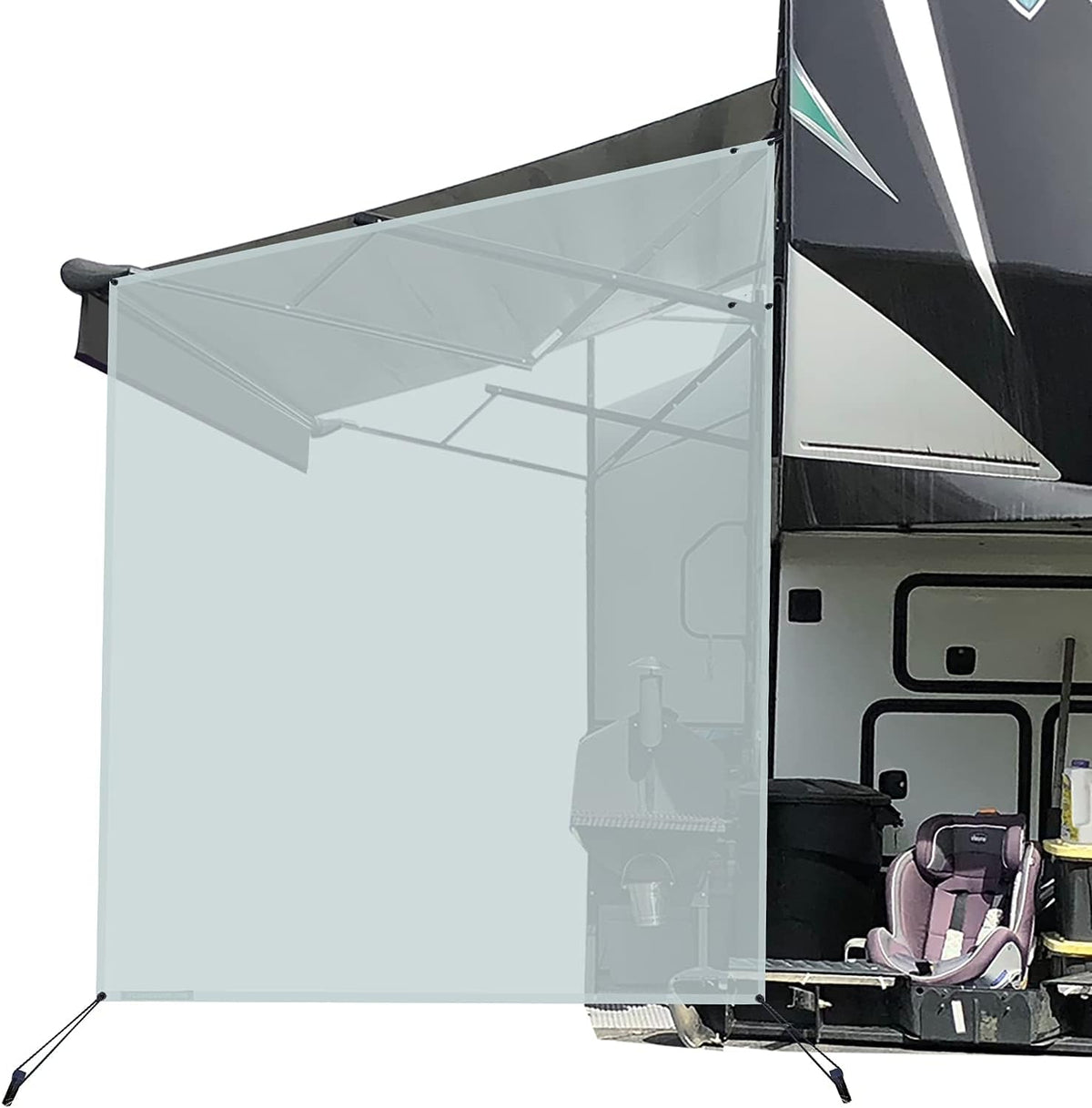 Beige Mesh RV Awning Sun Shade Screen 9'X7' U8914