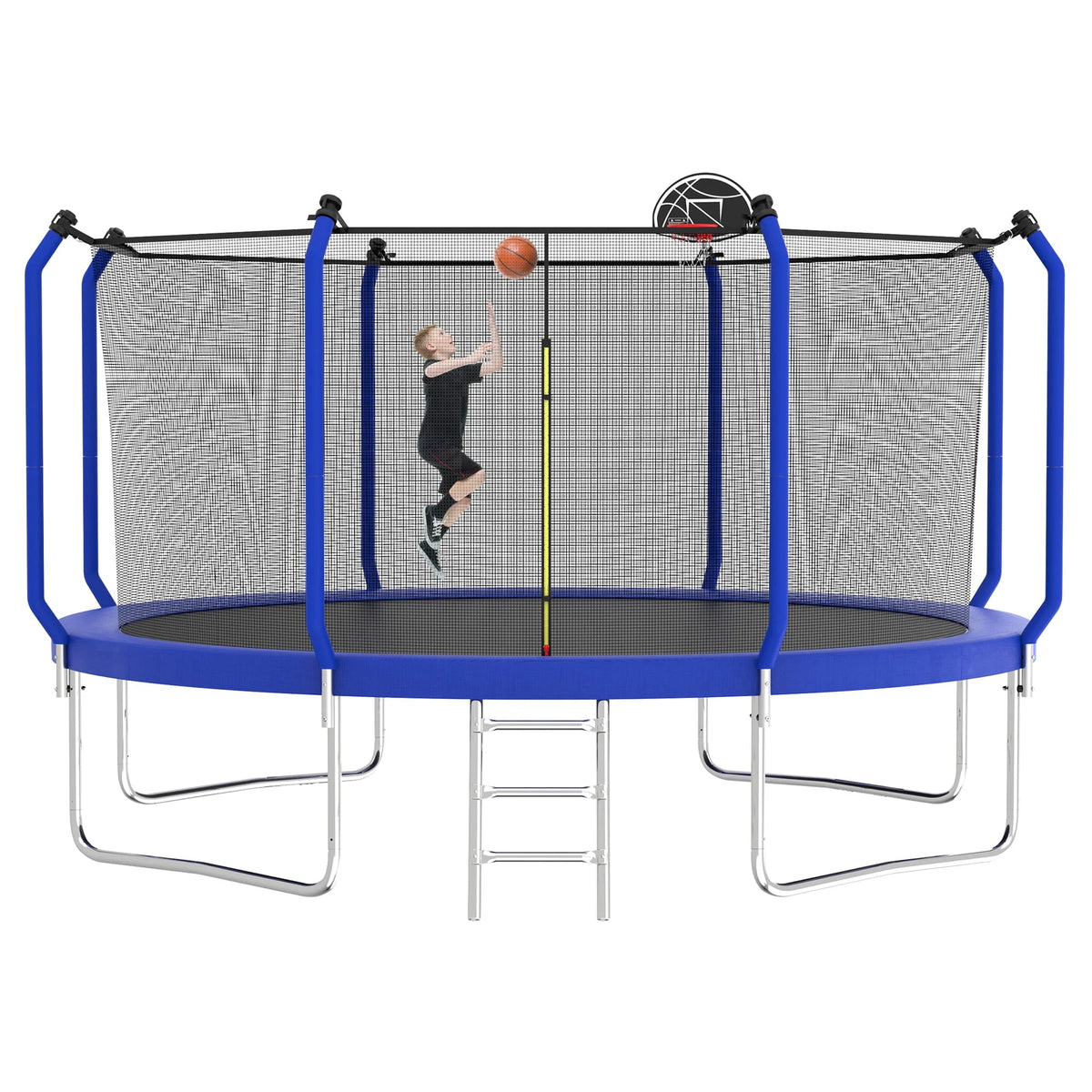 14FT Trampoline with Enclosure, Ladder, Basketball Hoop, Ball F838805