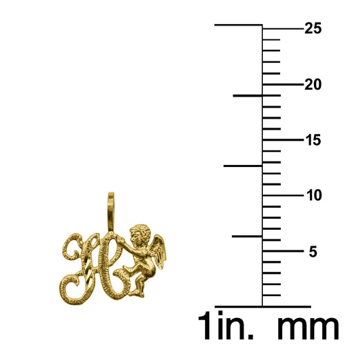 14K Yellow Gold Cherub Initial Pendant Necklace with 16" Chain H409425