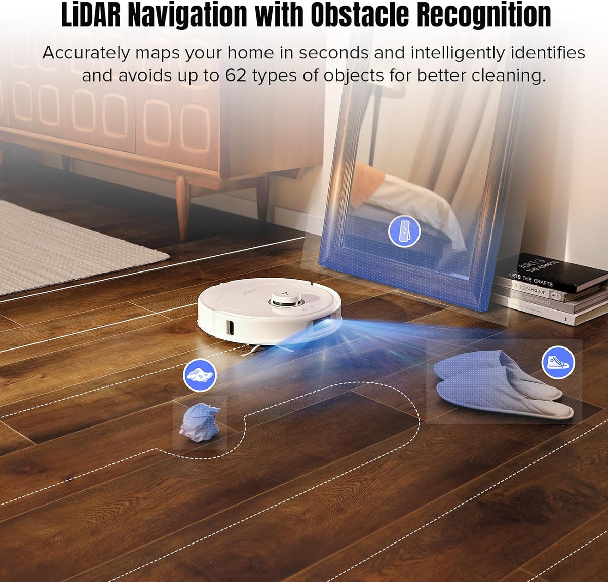 Robot Vacuum and Mop, Self-Emptying, 7000Pa Suction A11281