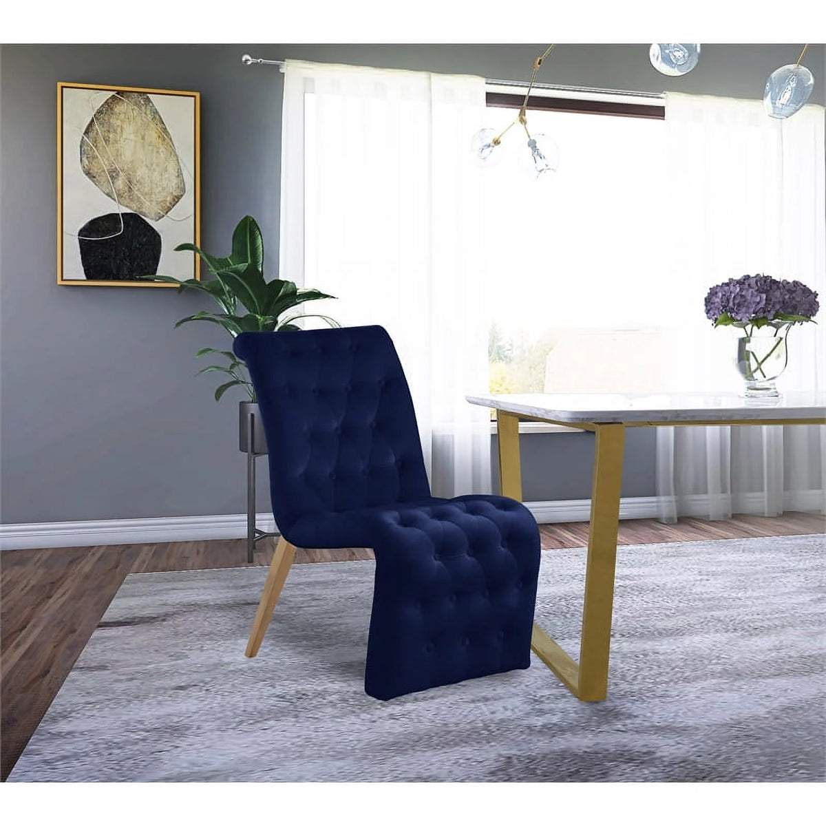 18" Contemporary Velvet Dining Chair Set of 2 U14055