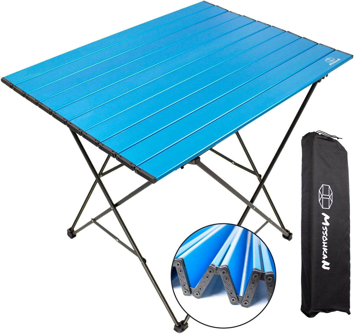 Blue Medium Aluminum Camping Table with Carry Bag J593624