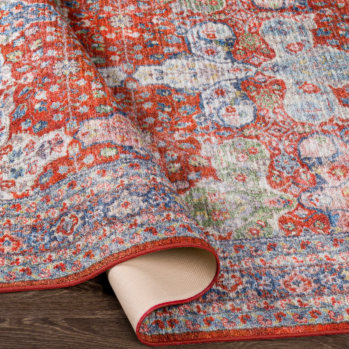 Bright Red Machine Washable Area Rug, 8'10" x 11'9" N604464
