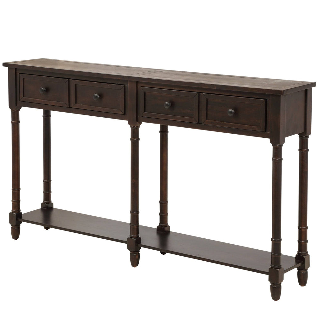 Old Pine 2-Drawer Console Table with Bottom Shelf Q78872