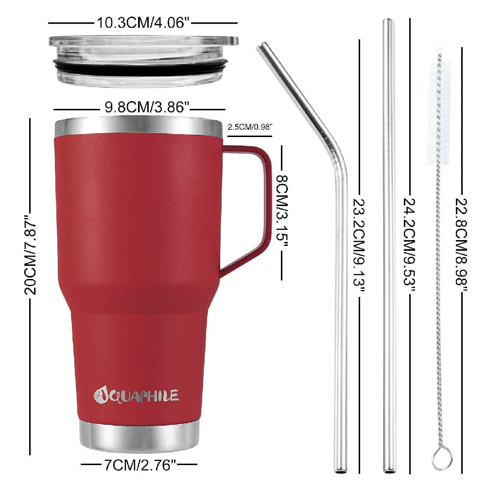 30oz Light Blue Stainless Steel Insulated Coffee Mug with Handle B183