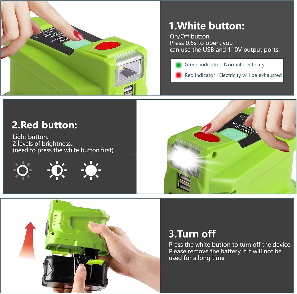 Power Inverter 150W Portable Charger DC 18V to AC 110 with AC/USB Port P46338
