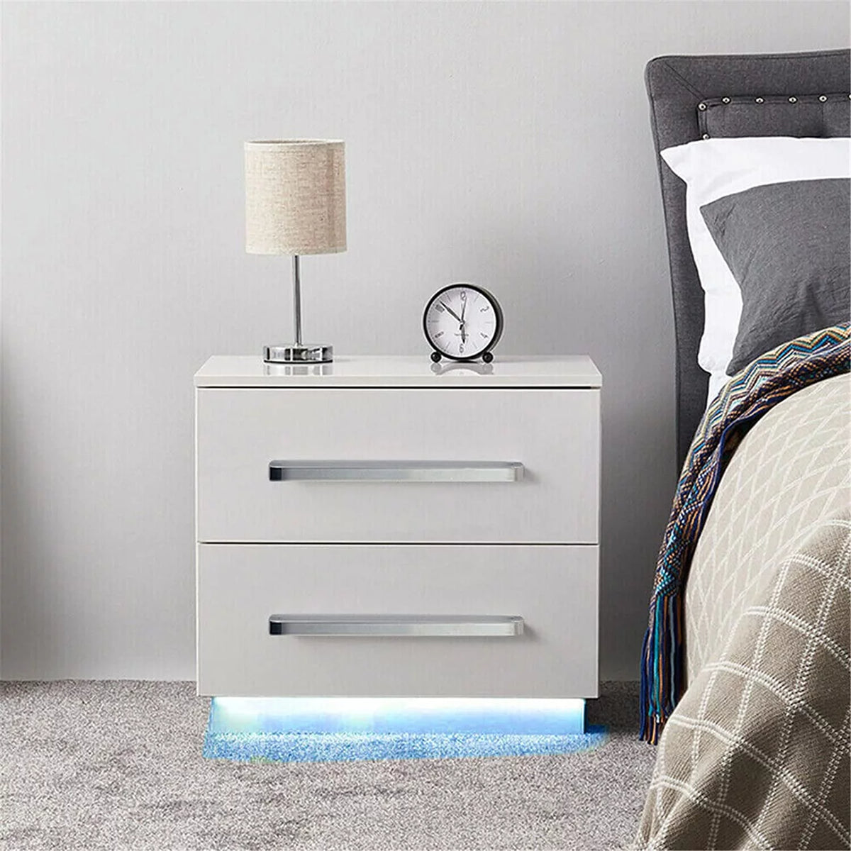 55x37x50cm 2 Drawer High Gloss Nightstand L3894