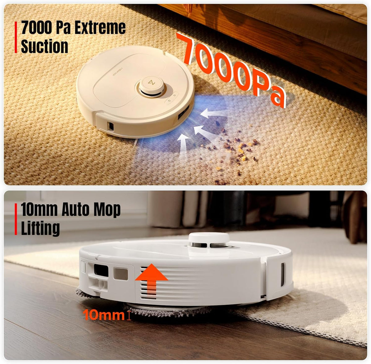 Robot Vacuum and Mop, Self-Emptying, 7000Pa Suction A11281